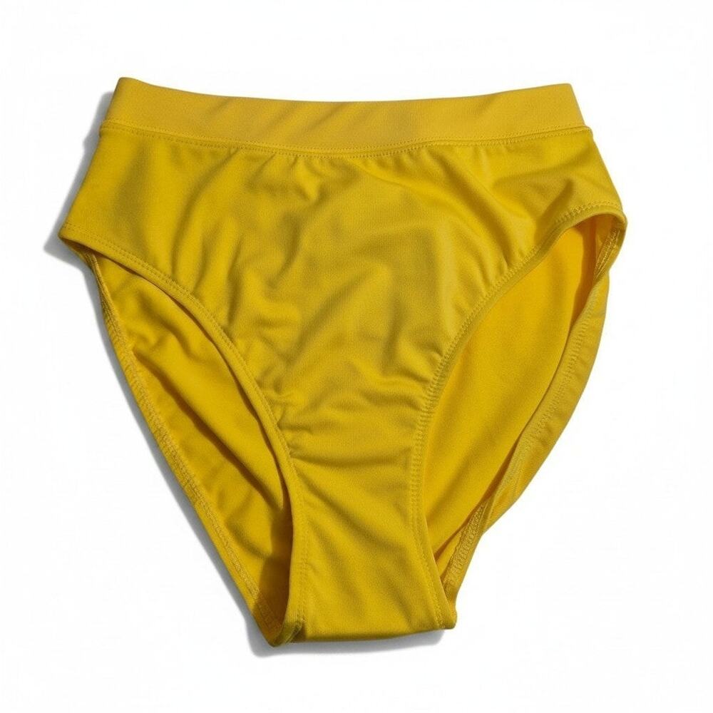 Vintage Newport News High Waisted Bikini Bottom High Cut Leg Yellow 4 Deadstock
